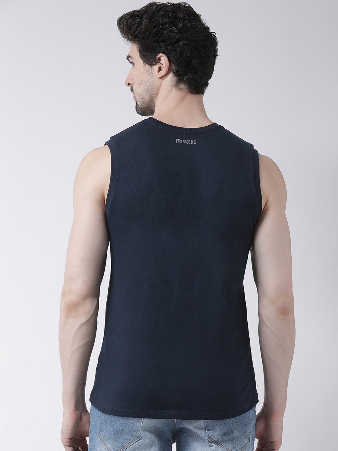 Men Dancing Stars Printed Cotton Gym Vest - Friskers