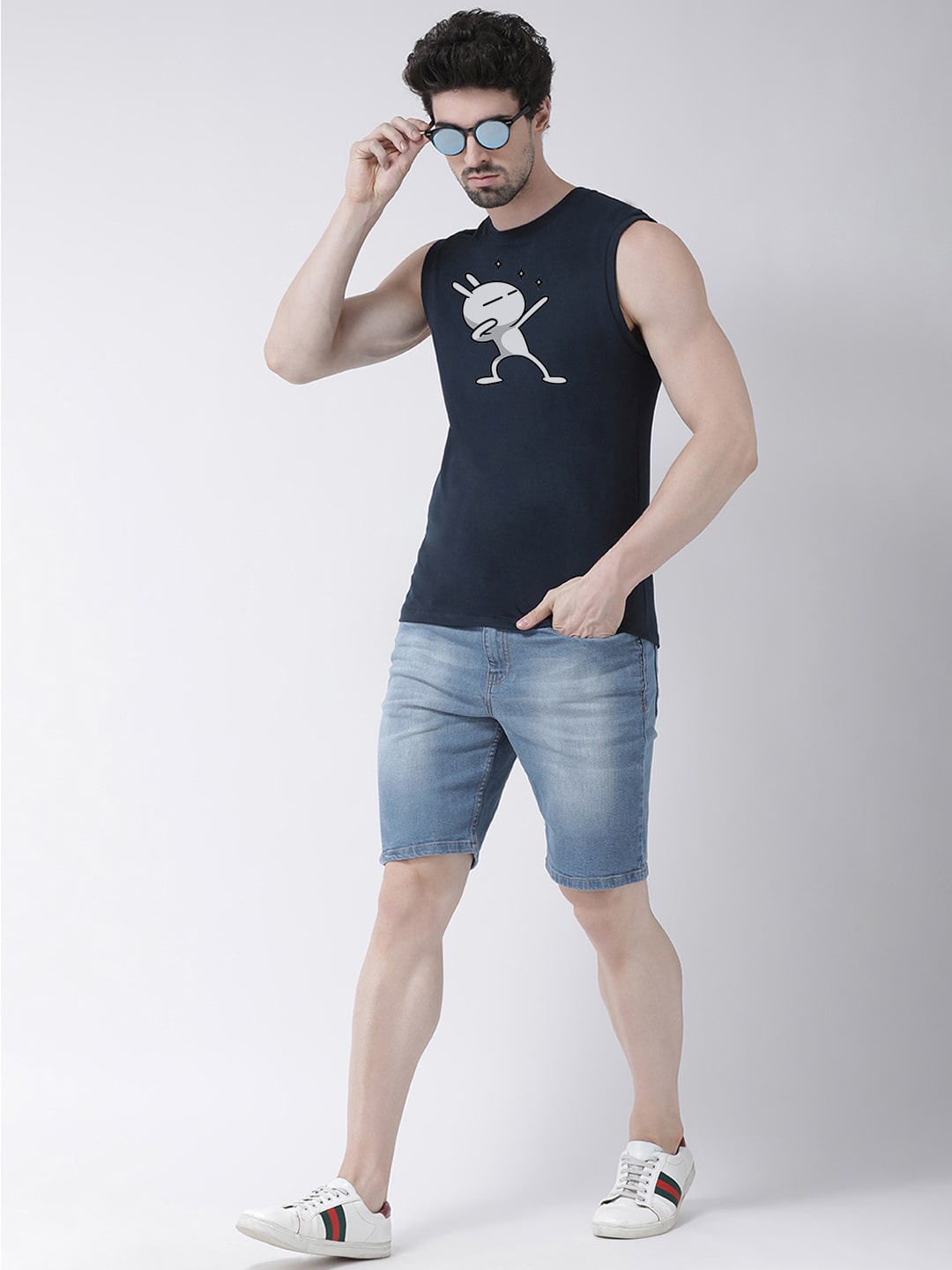 Men Dancing Stars Printed Cotton Gym Vest - Friskers