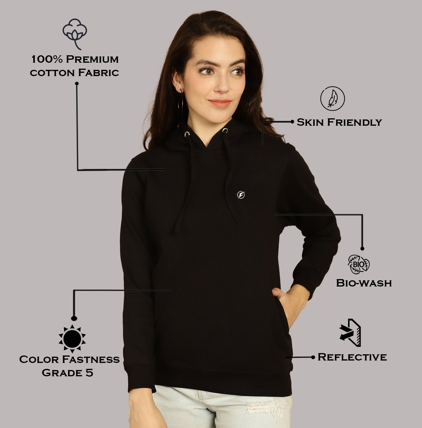 Women Full Sleeves Hooded T-Shirt - Friskers