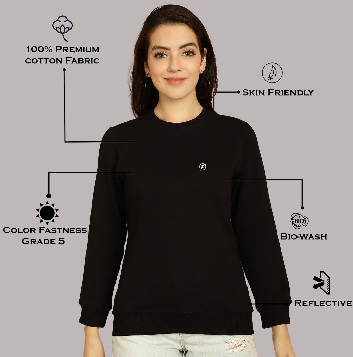 Women Full Sleeves Round Neck T-Shirt - Friskers