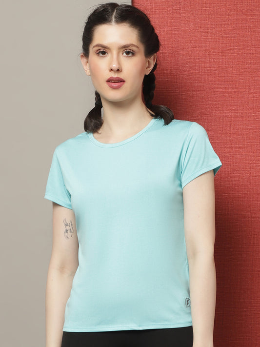 Women Round Neck Short Sleeves Slim Fit Running T-shirt - Friskers