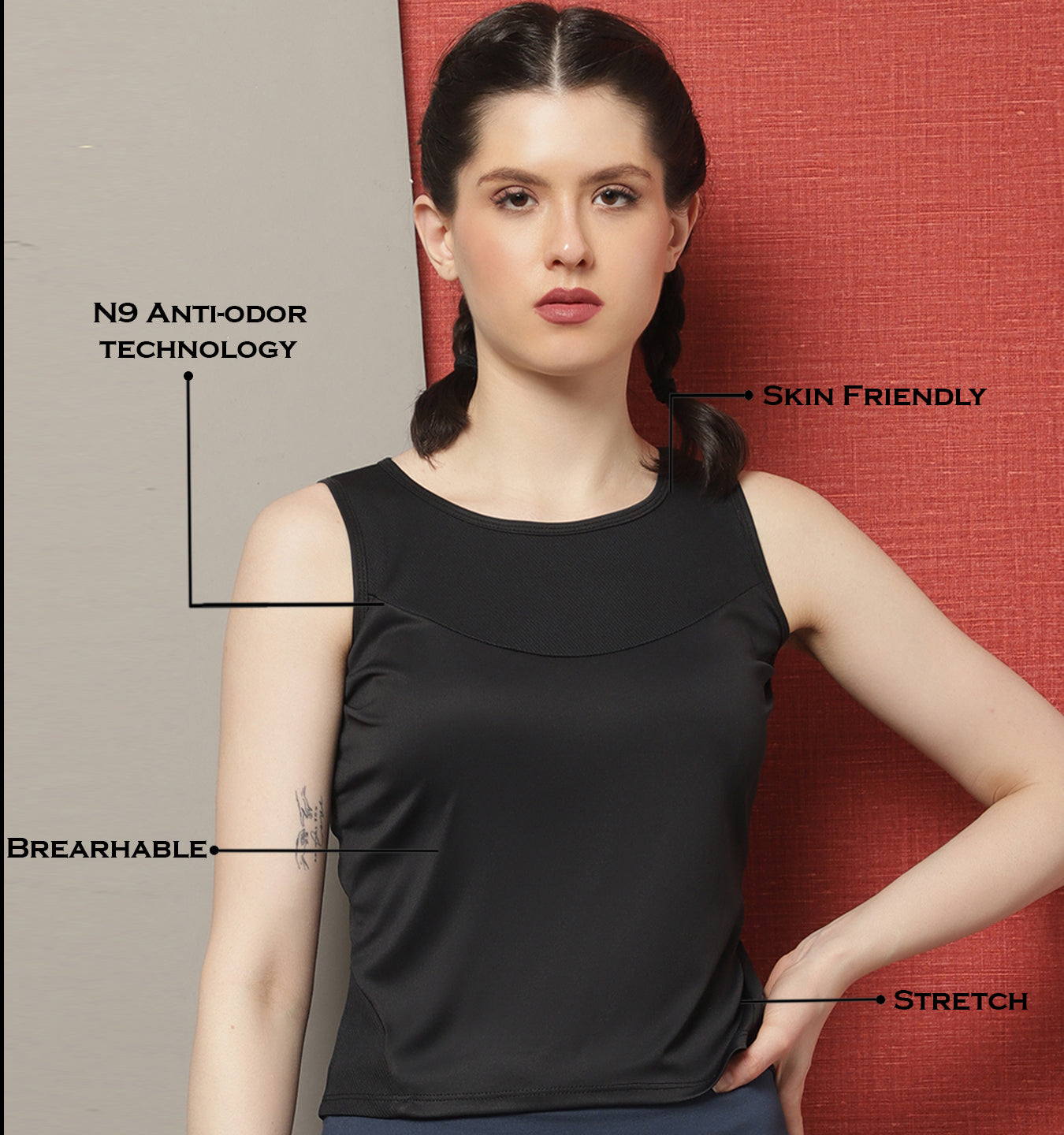 Womens Antibacterial Sleeveless Running Tank Top - Friskers