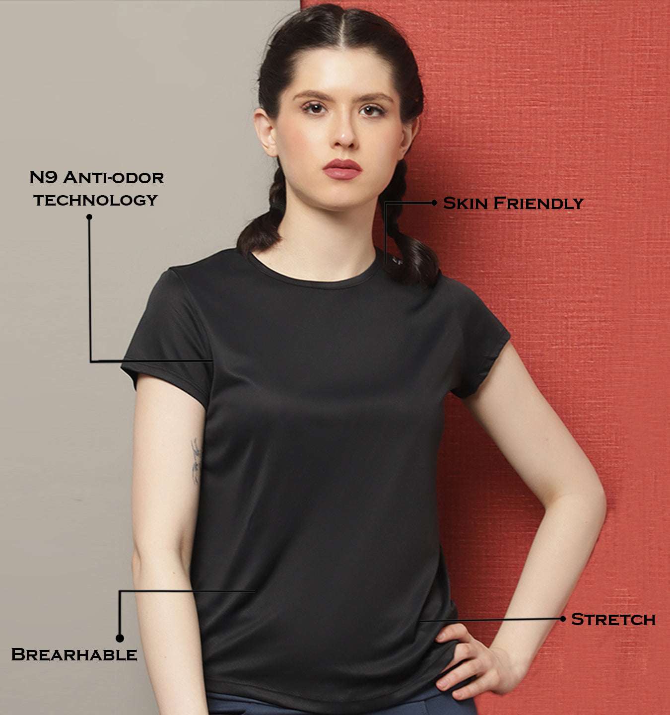Women's Round Neck Short Sleeves Running T-shirt - Friskers