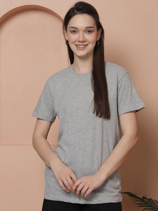 Friskers Pack Of 2 Grey Combination Round Neck Half Sleeves Long T-Shirt