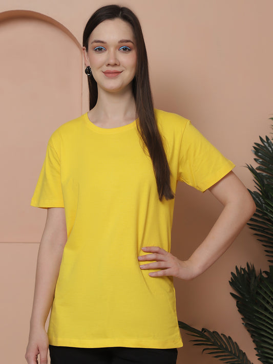 Friskers Pack Of 2 Yellow Combination Round Neck Half Sleeves Long T-Shirt