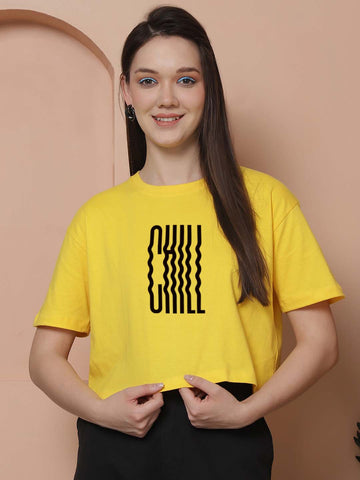 Friskers Women Chill Printed Oversized Cotton Tshirt