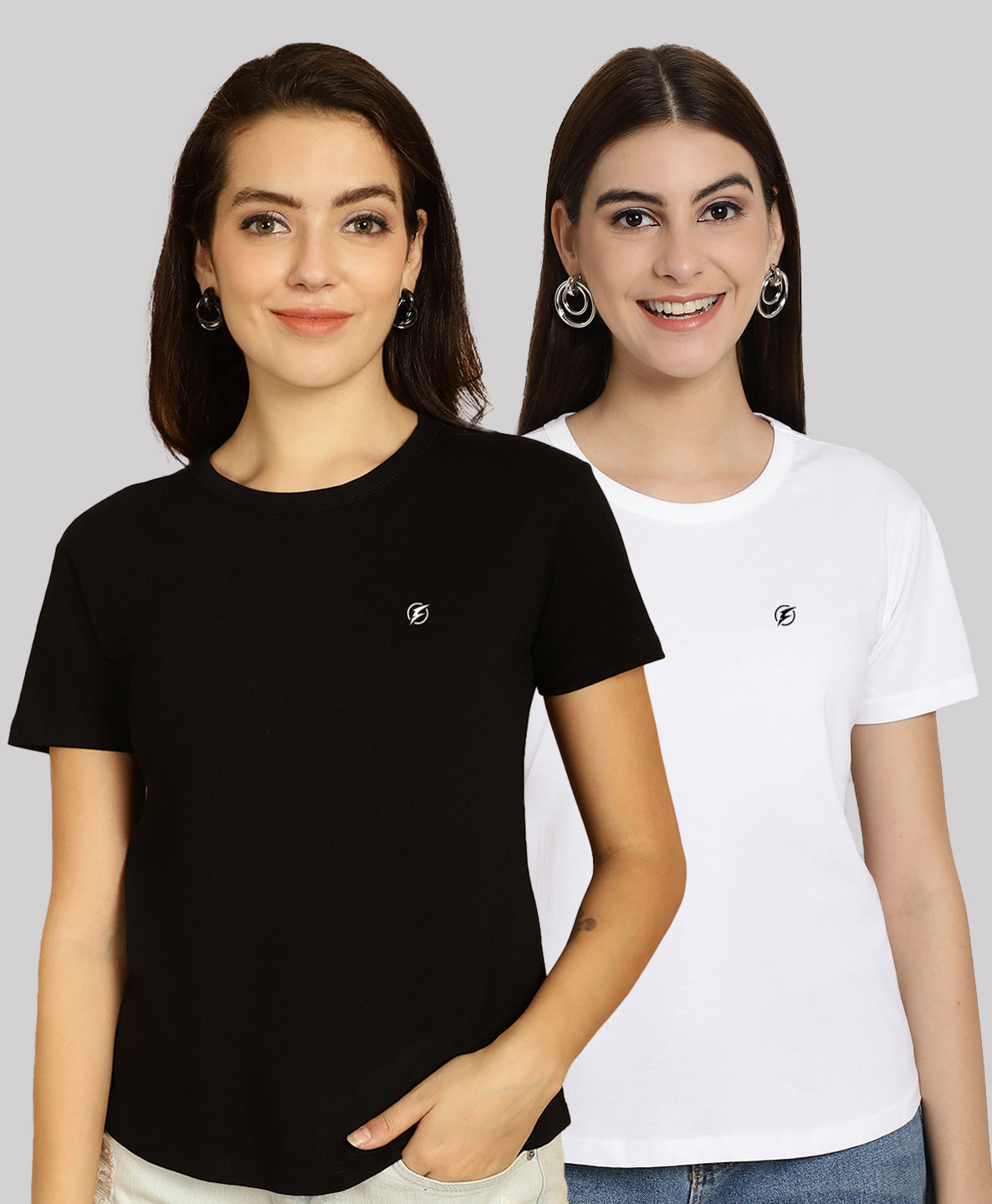 Friskers Pack Of 2 Solid Round Neck Half Sleeves T-Shirt - Friskers