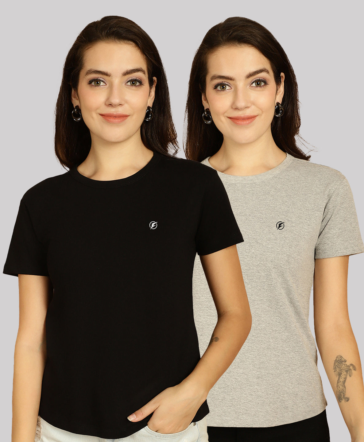 Friskers Pack Of 2 Solid Round Neck Half Sleeves T-Shirt - Friskers