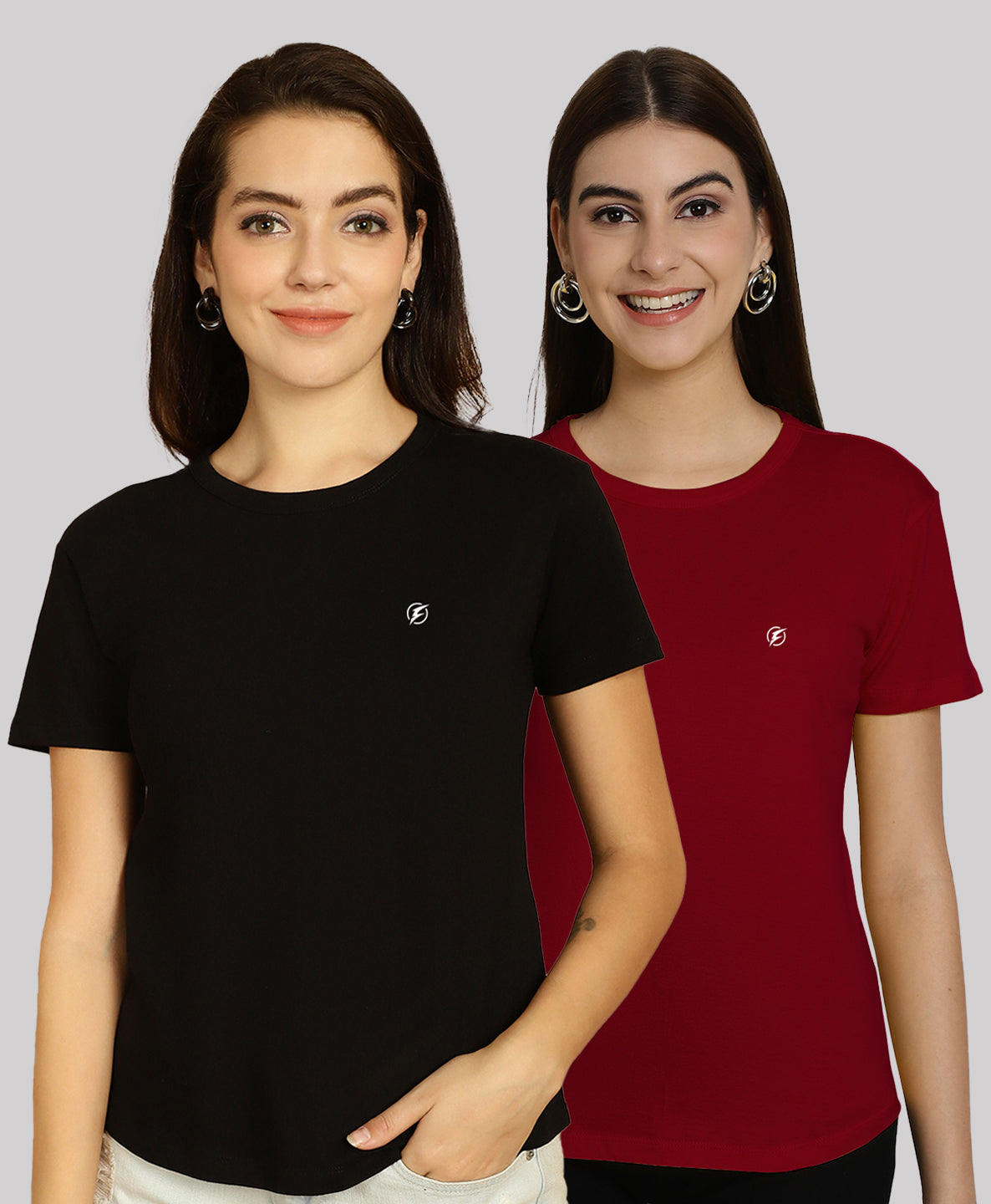 Friskers Pack Of 2 Solid Round Neck Half Sleeves T-Shirt - Friskers