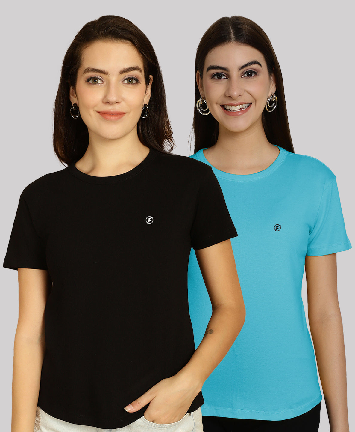 Friskers Pack Of 2 Solid Round Neck Half Sleeves T-Shirt - Friskers