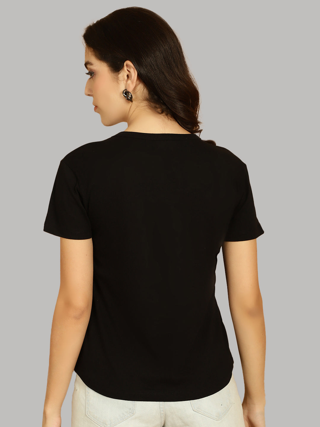 Friskers Solid Women Round Neck Half Sleeves T-Shirt - Friskers