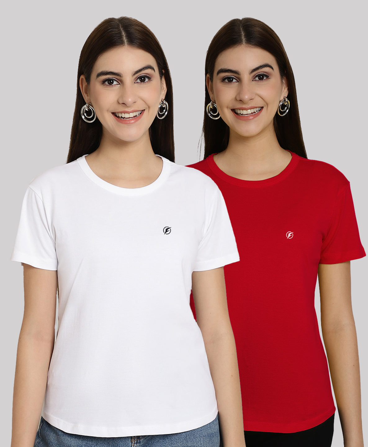 Friskers Pack Of 2 Solid Round Neck Half Sleeves T-Shirt - Friskers