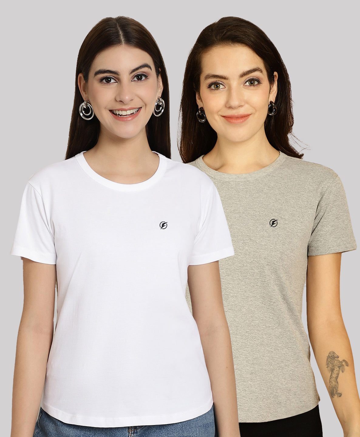 Friskers Pack Of 2 Solid Round Neck Half Sleeves T-Shirt - Friskers