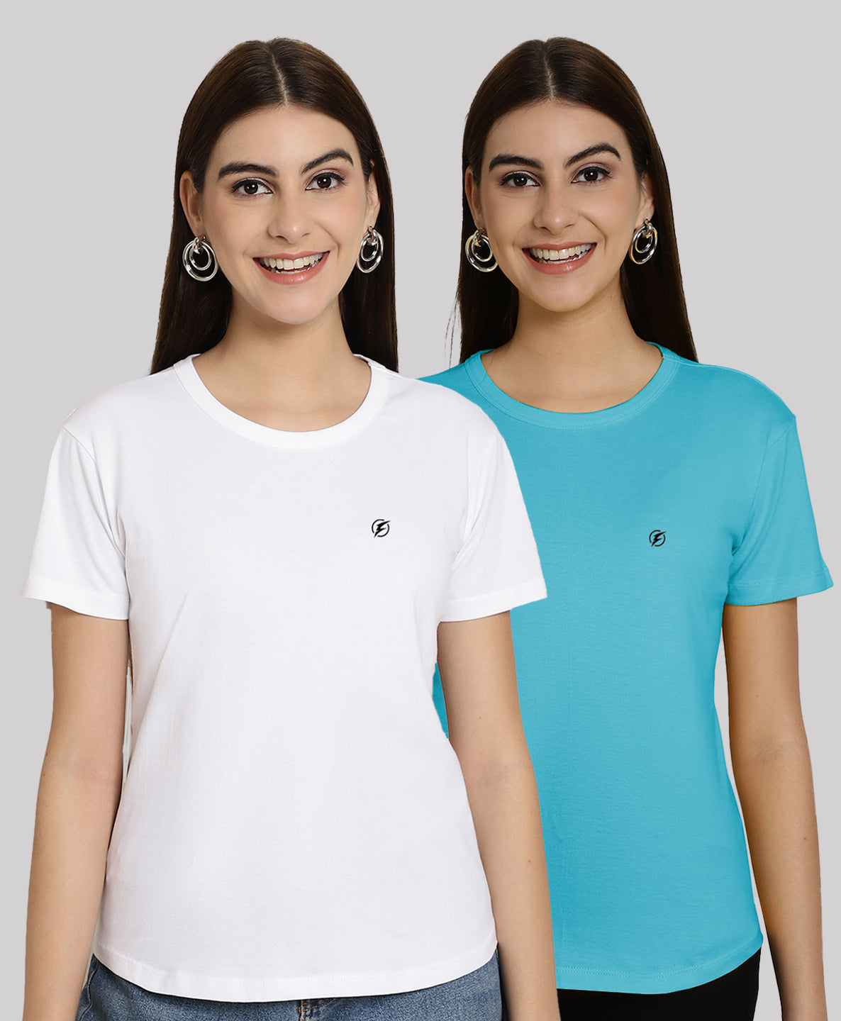 Friskers Pack Of 2 Solid Round Neck Half Sleeves T-Shirt - Friskers