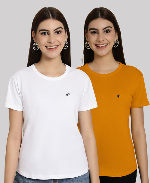 Friskers Pack Of 2 Solid Round Neck Half Sleeves T-Shirt