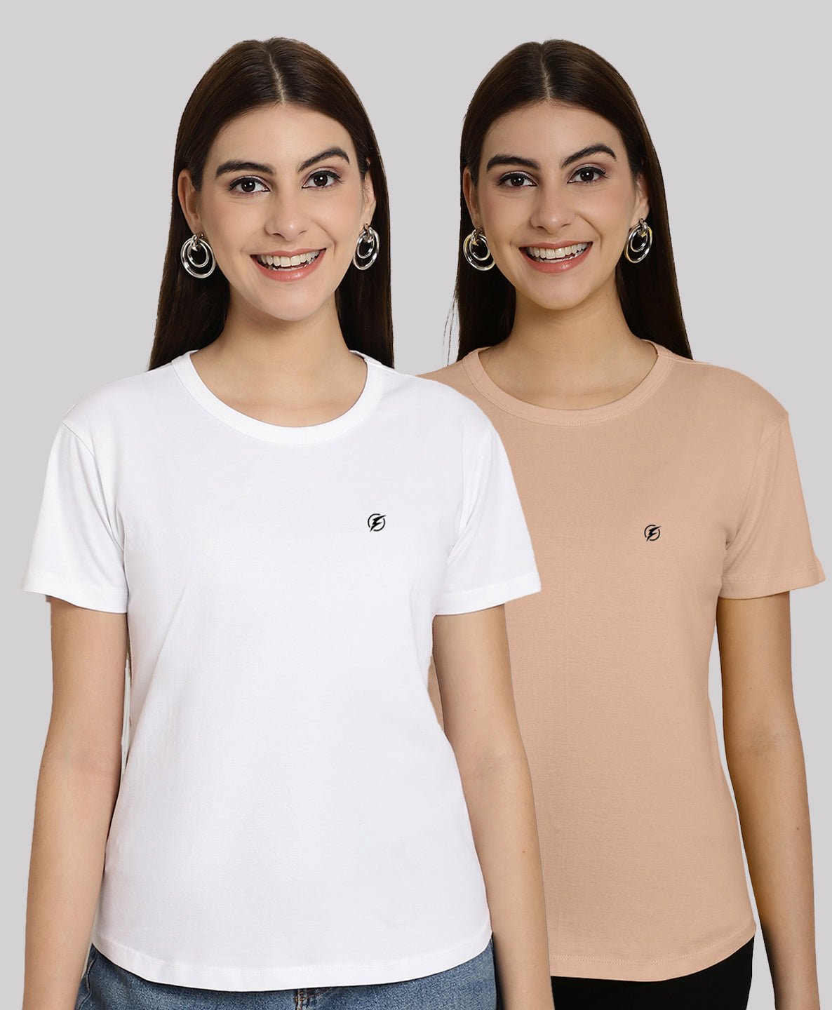Friskers Pack Of 2 Solid Round Neck Half Sleeves T-Shirt - Friskers