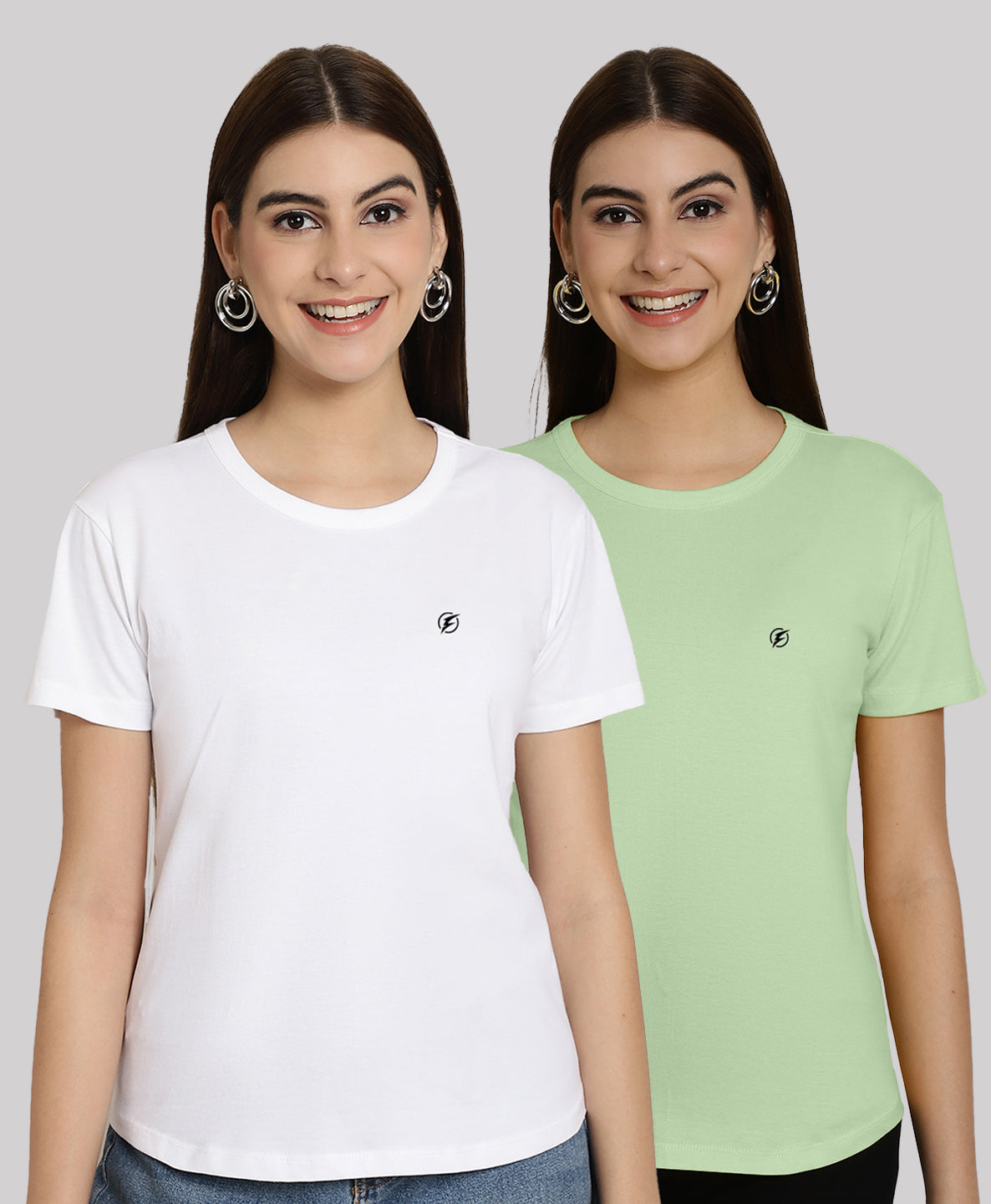 Friskers Pack Of 2 Solid Round Neck Half Sleeves T-Shirt - Friskers