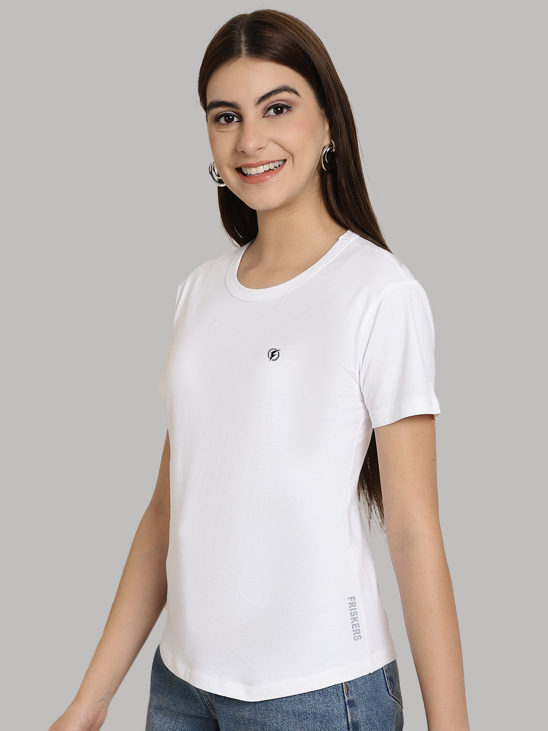 Friskers Solid Women Round Neck Half Sleeves T-Shirt - Friskers