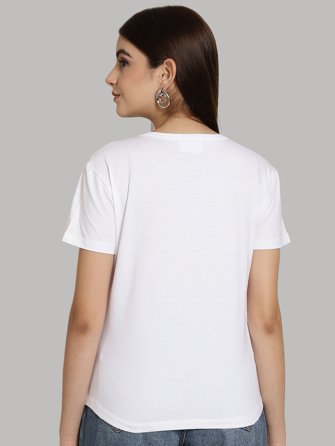 Friskers Solid Women Round Neck Half Sleeves T-Shirt - Friskers