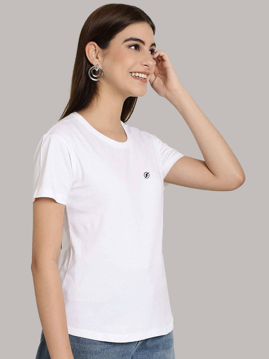 Friskers Solid Women Round Neck Half Sleeves T-Shirt - Friskers