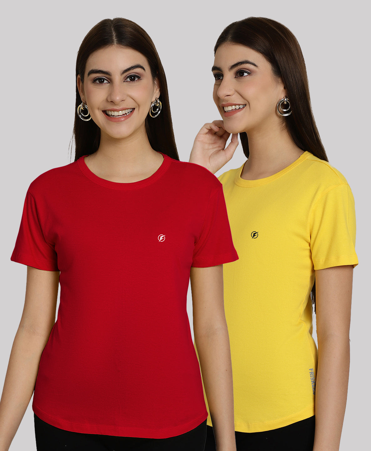 Friskers Pack Of 2 Solid Round Neck Half Sleeves T-Shirt - Friskers