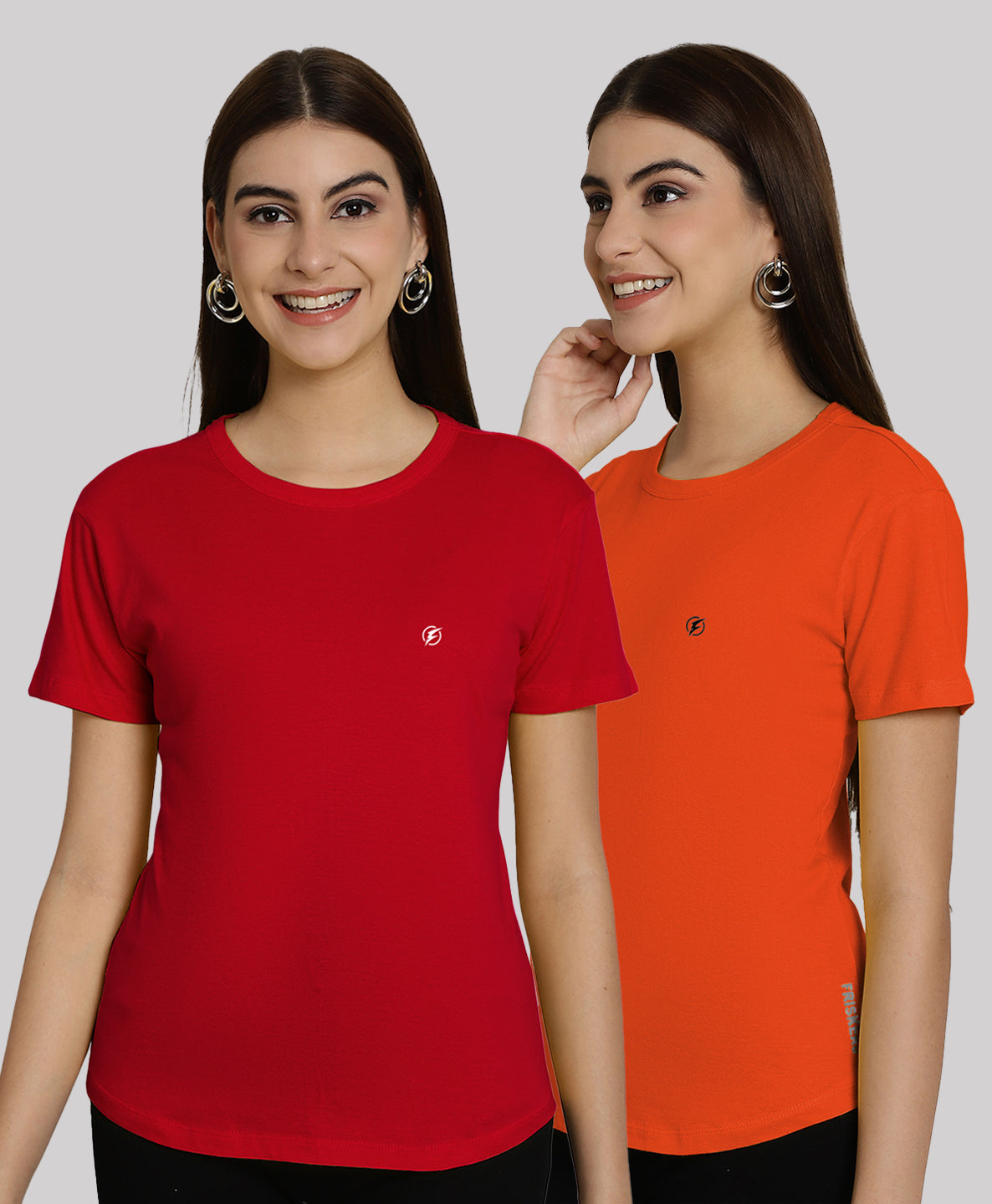Friskers Pack Of 2 Solid Round Neck Half Sleeves T-Shirt - Friskers