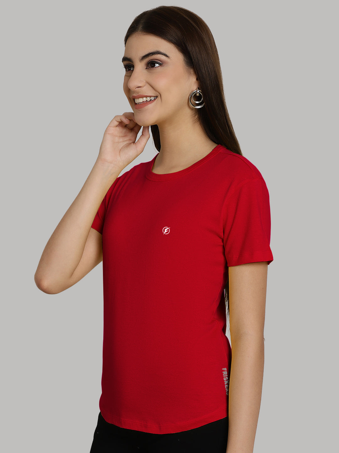 Friskers Solid Women Round Neck Half Sleeves T-Shirt - Friskers