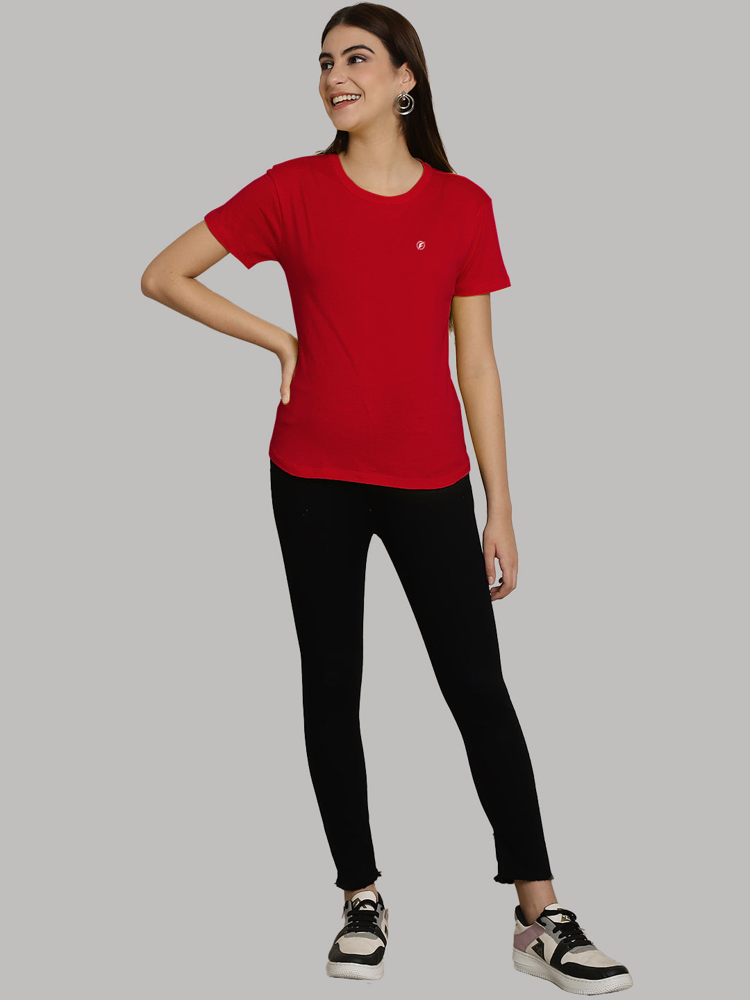 Friskers Solid Women Round Neck Half Sleeves T-Shirt - Friskers