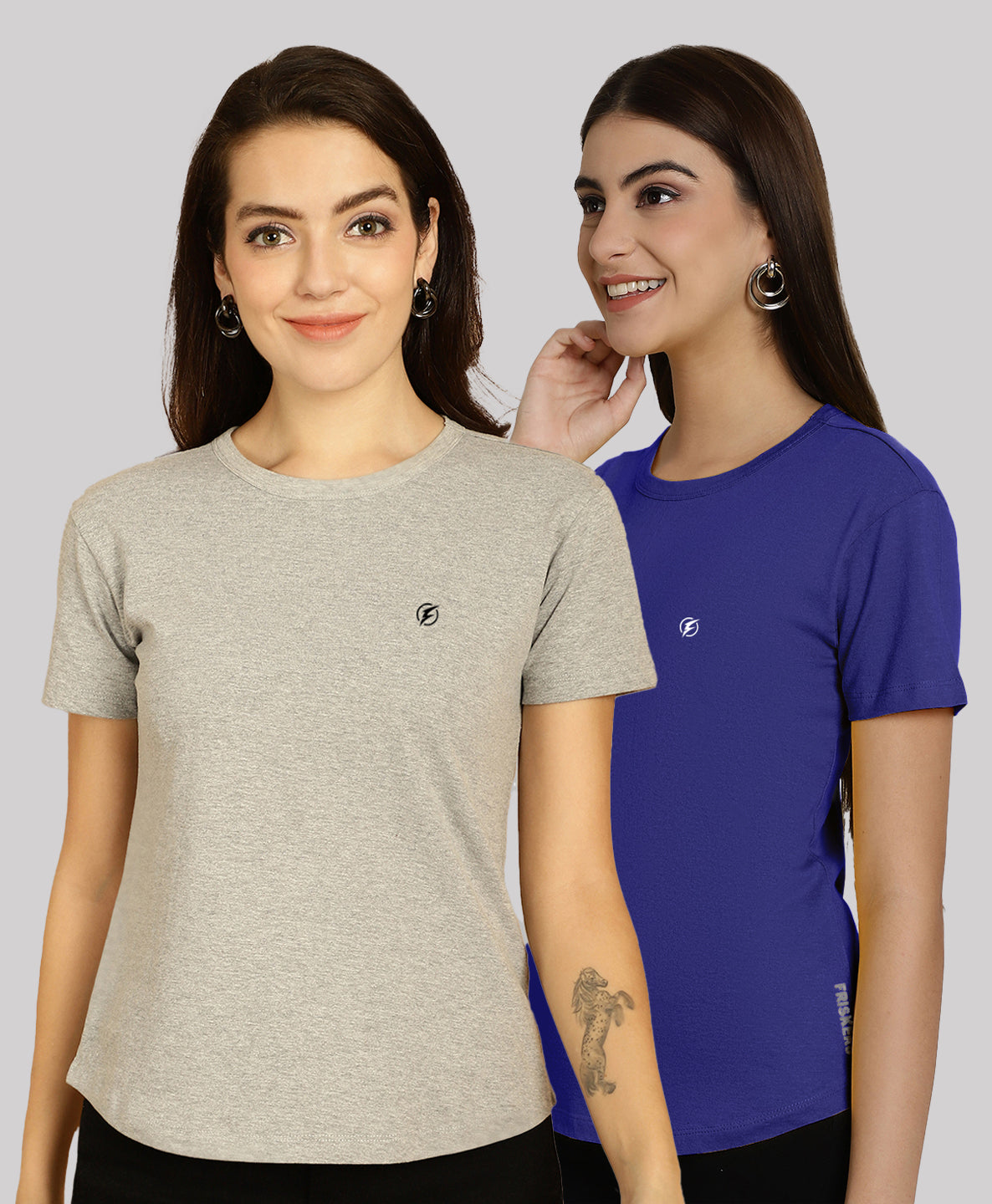 Friskers Pack Of 2 Solid Round Neck Half Sleeves T-Shirt - Friskers