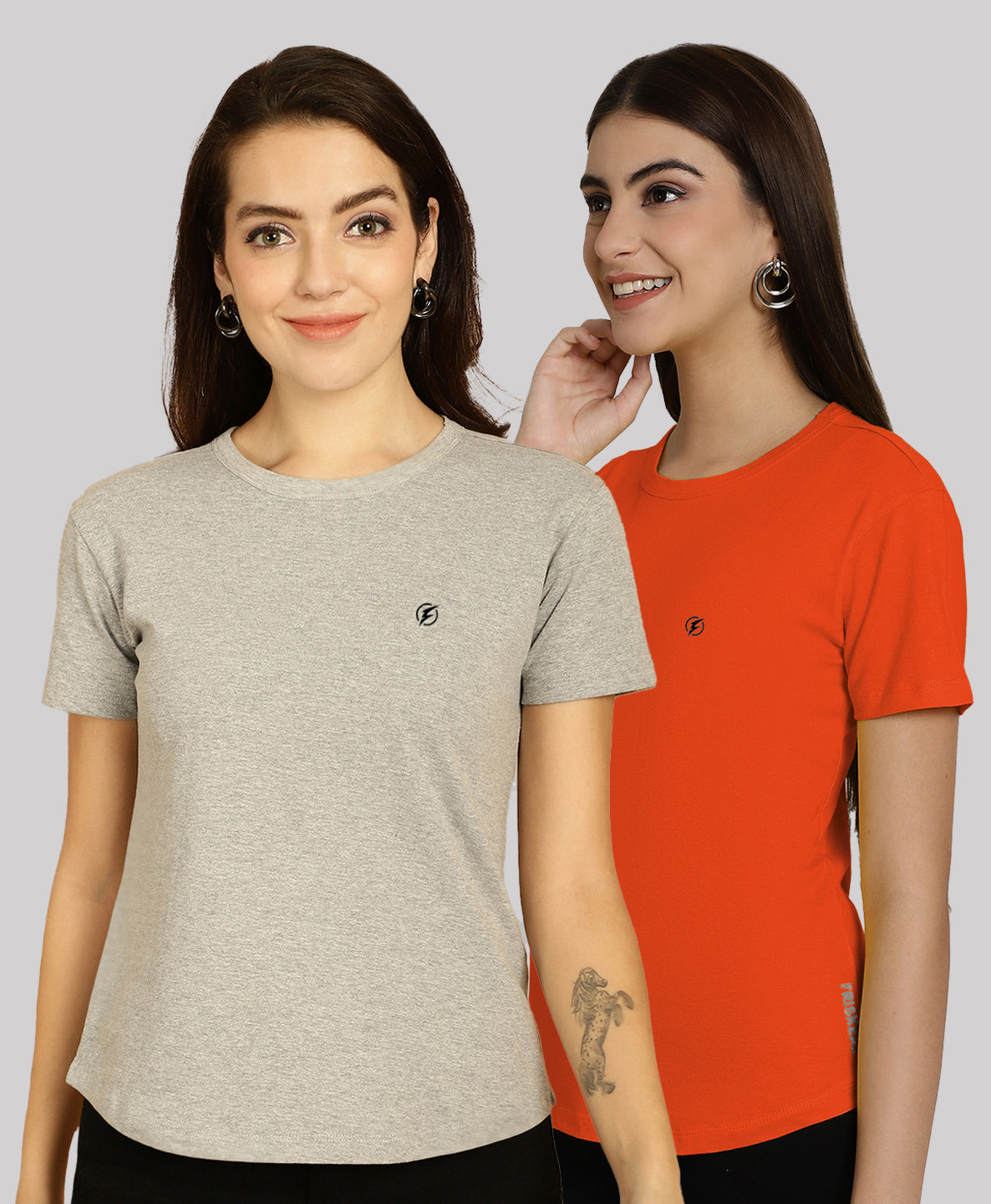 Friskers Pack Of 2 Solid Round Neck Half Sleeves T-Shirt - Friskers