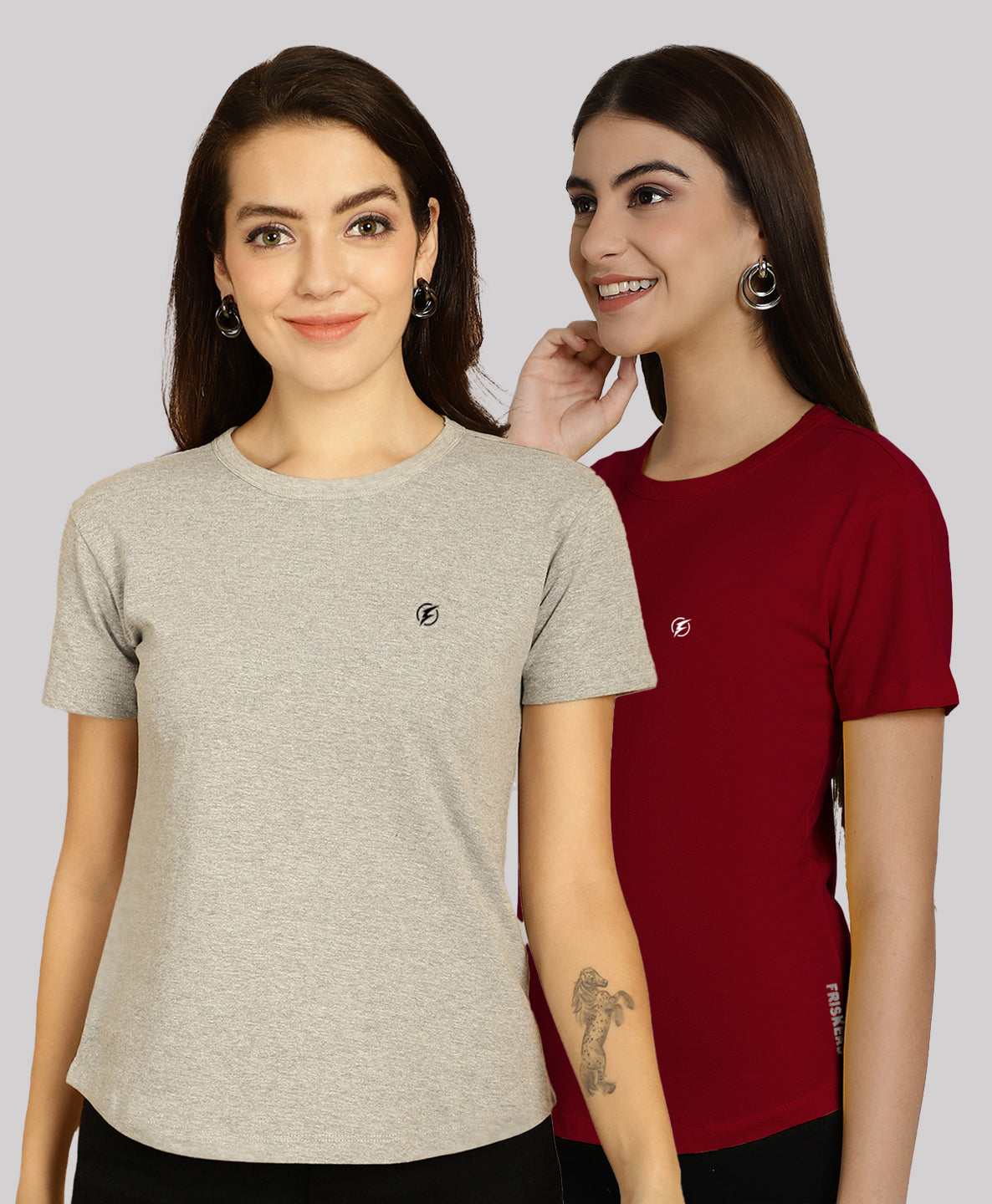 Friskers Pack Of 2 Solid Round Neck Half Sleeves T-Shirt - Friskers