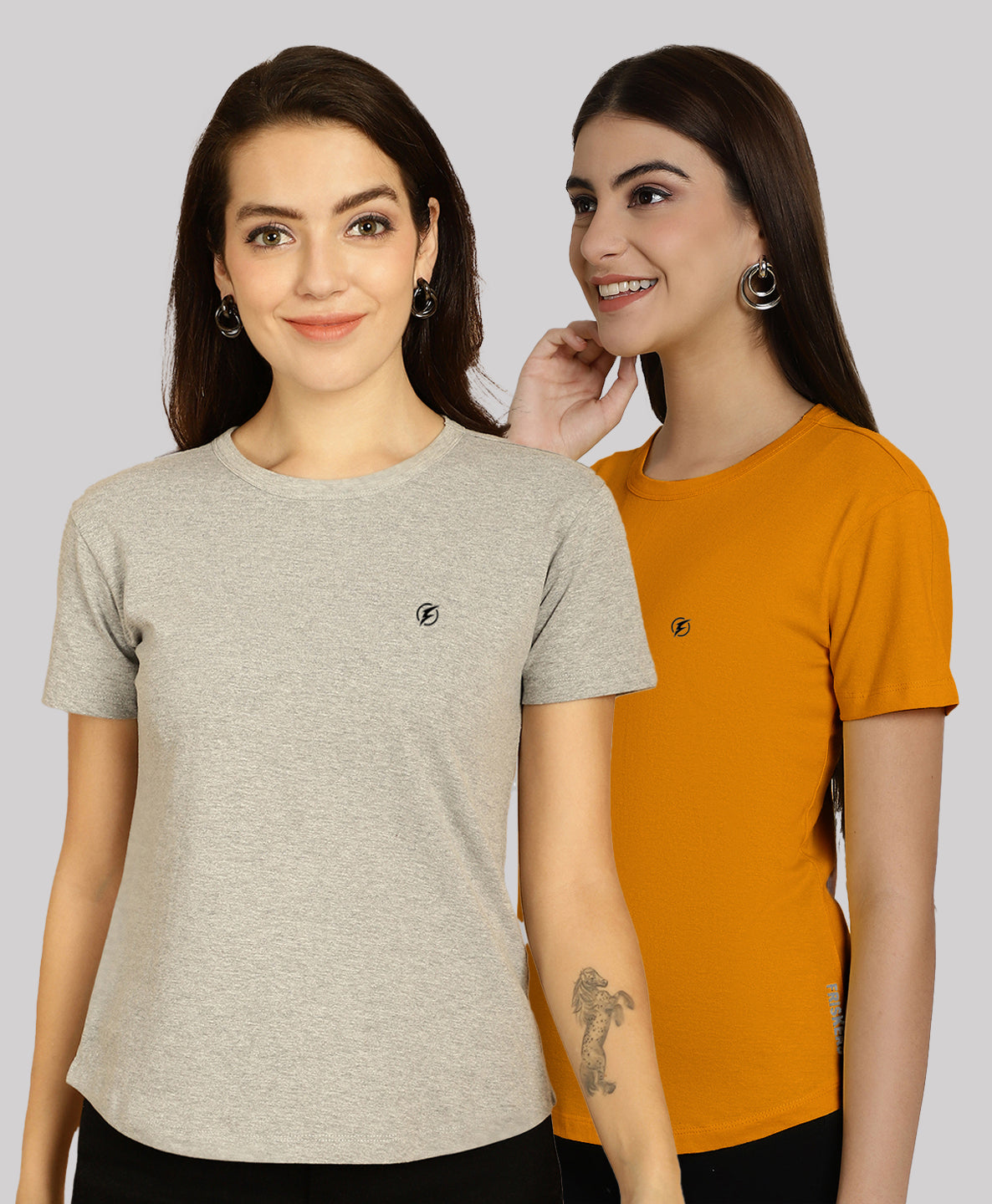 Friskers Pack Of 2 Solid Round Neck Half Sleeves T-Shirt - Friskers