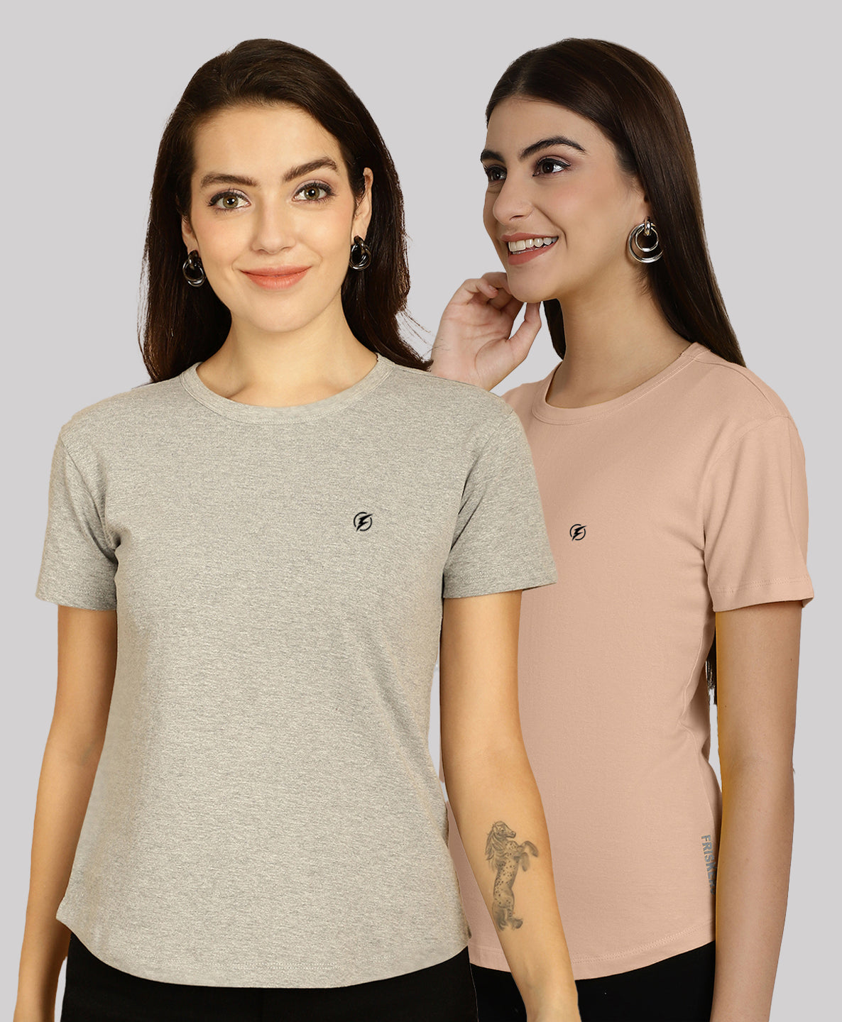 Friskers Pack Of 2 Solid Round Neck Half Sleeves T-Shirt - Friskers