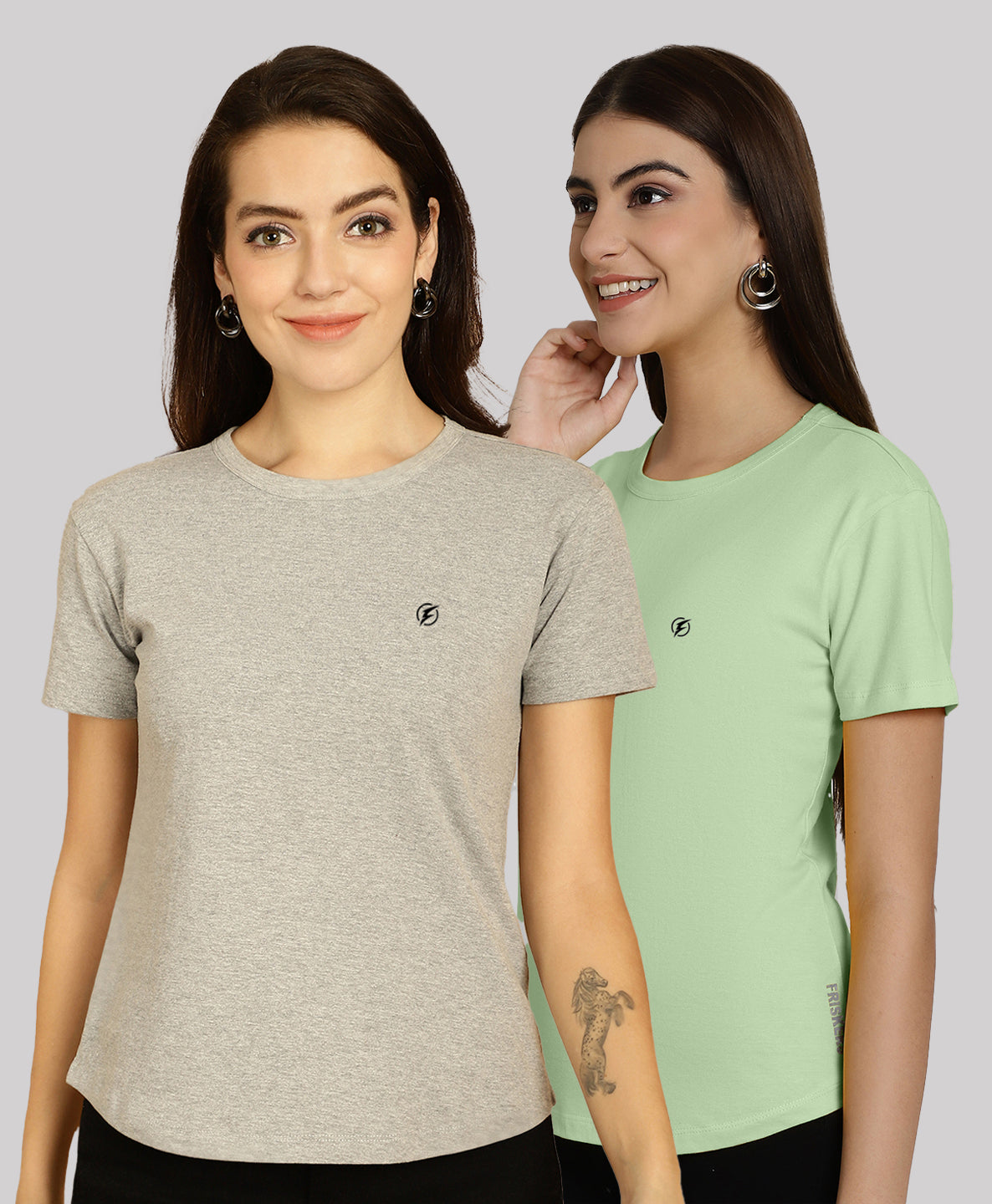 Friskers Pack Of 2 Solid Round Neck Half Sleeves T-Shirt - Friskers