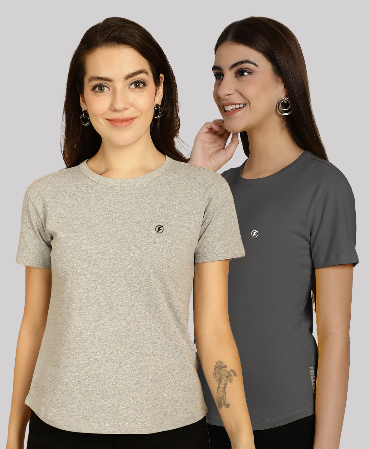 Friskers Pack Of 2 Solid Round Neck Half Sleeves T-Shirt - Friskers