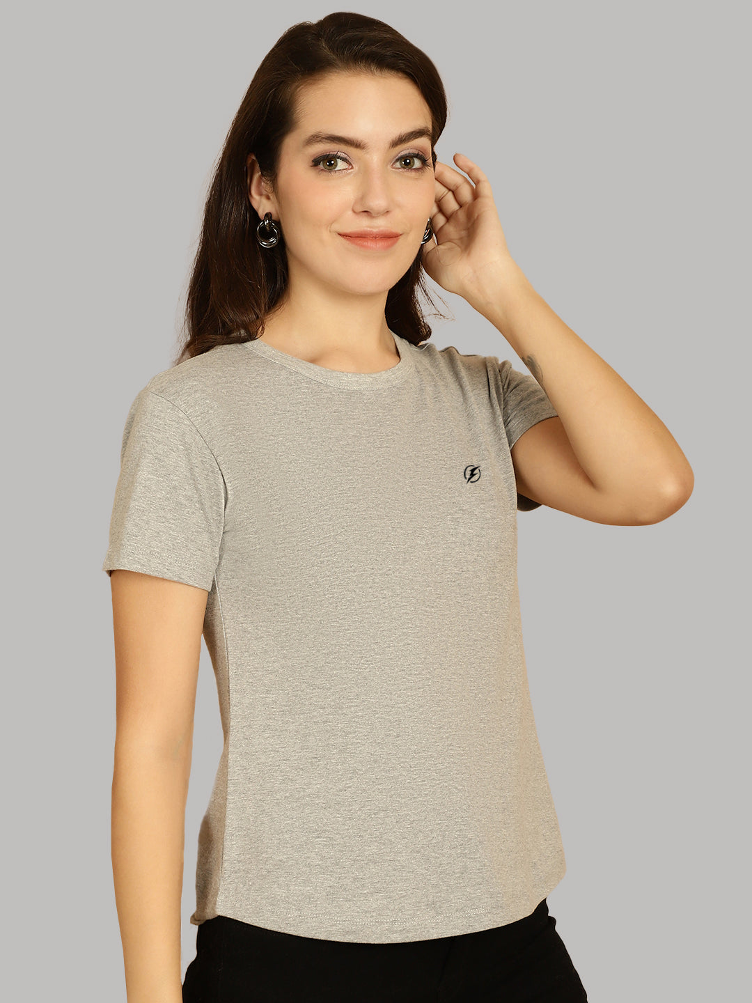 Friskers Solid Women Round Neck Half Sleeves T-Shirt - Friskers