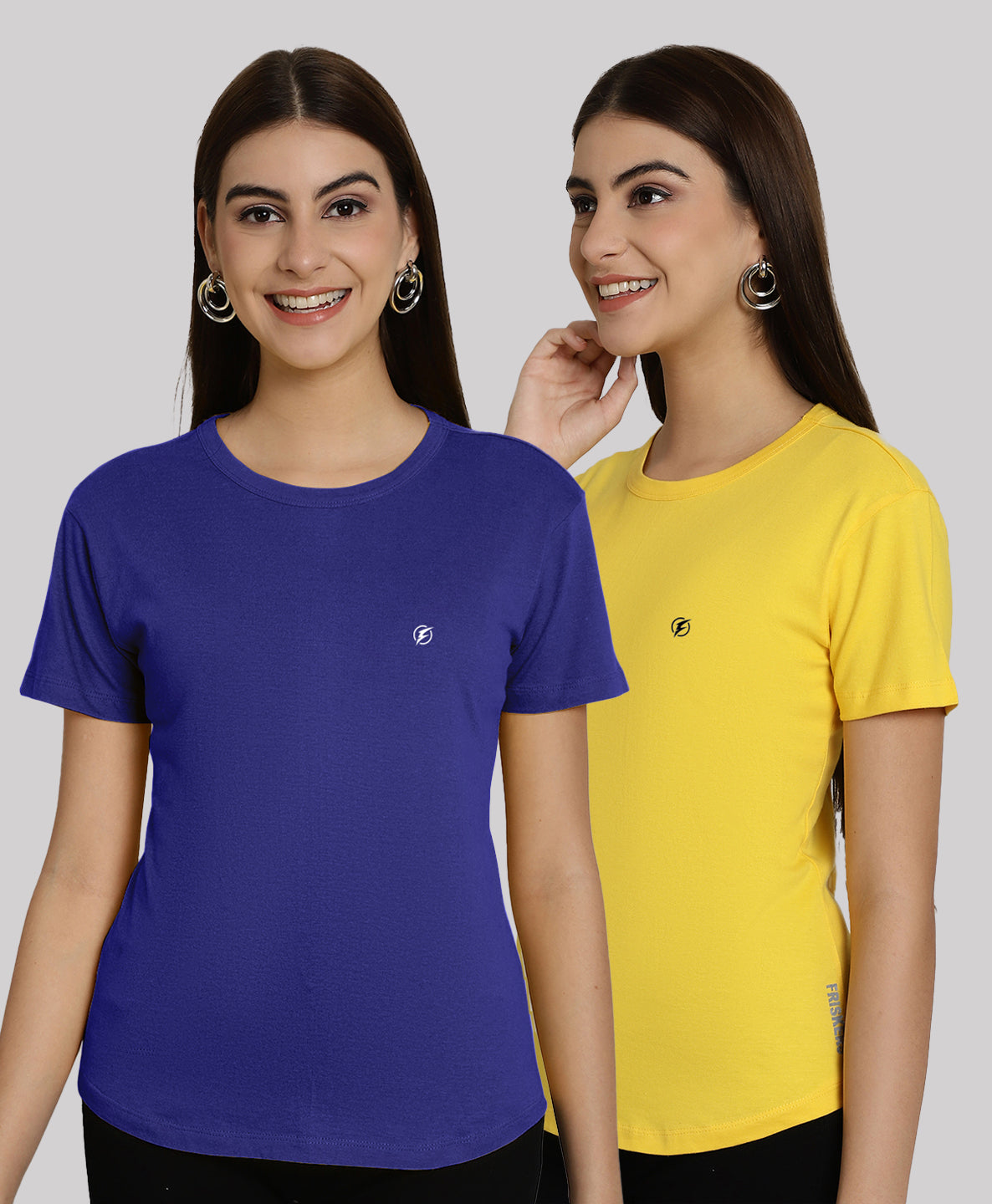 Friskers Pack Of 2 Solid Round Neck Half Sleeves T-Shirt - Friskers