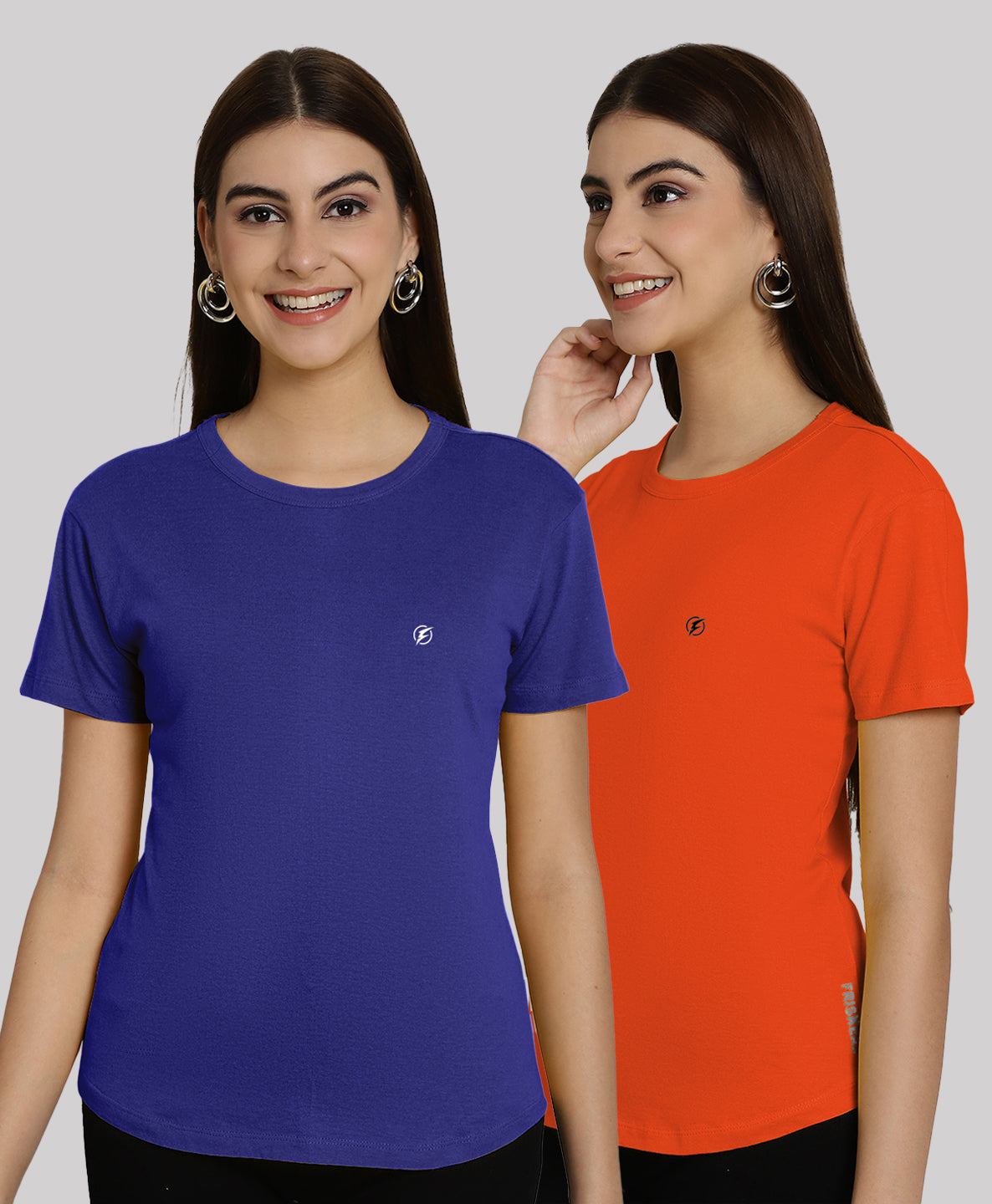 Friskers Pack Of 2 Solid Round Neck Half Sleeves T-Shirt - Friskers