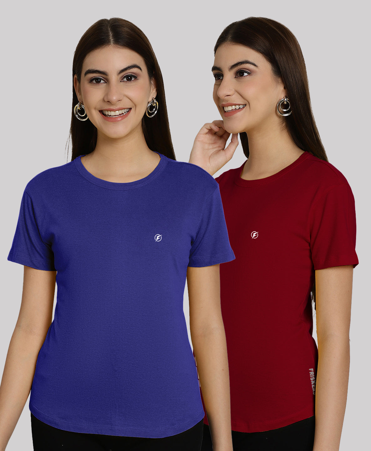 Friskers Pack Of 2 Solid Round Neck Half Sleeves T-Shirt - Friskers