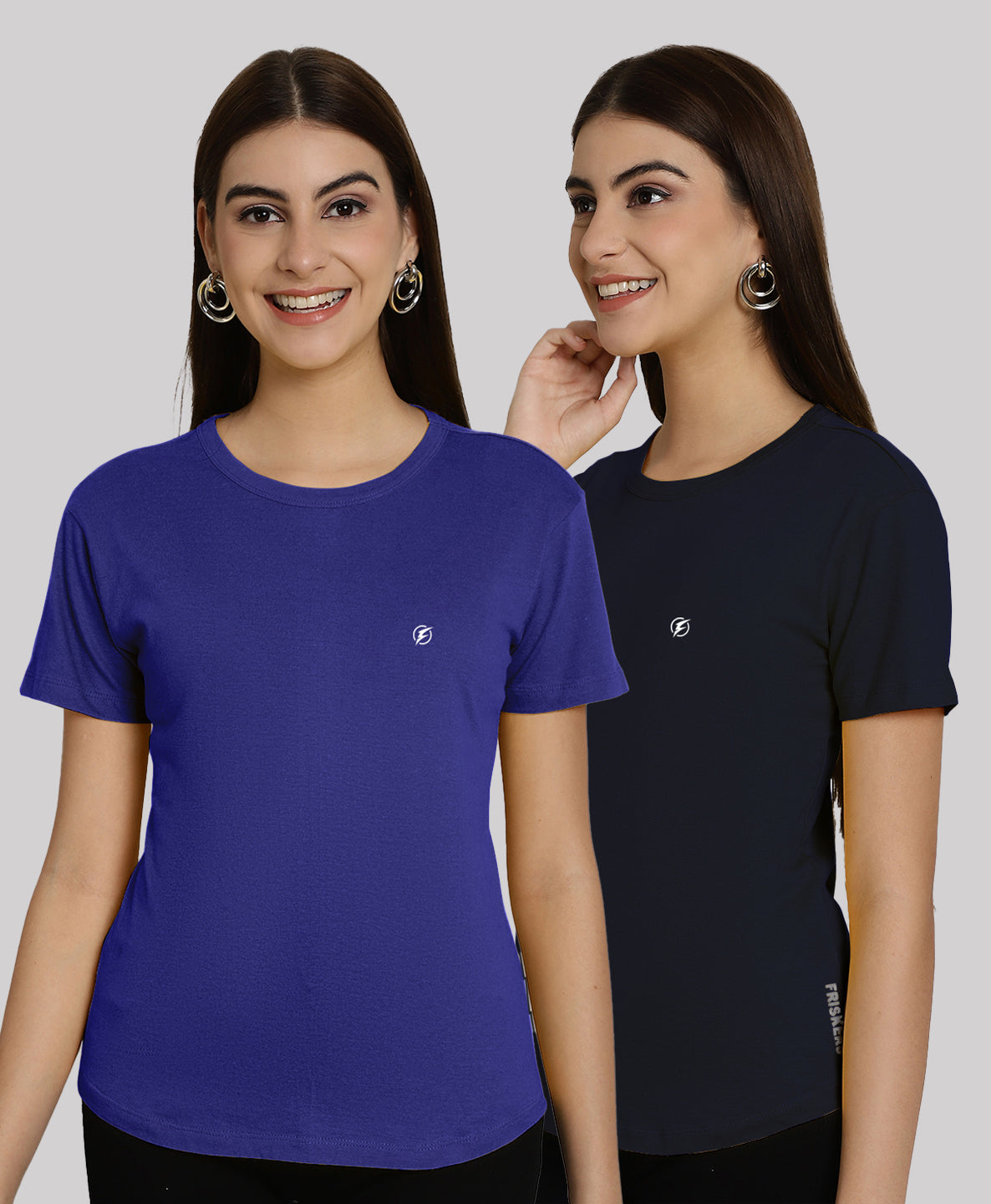 Friskers Pack Of 2 Solid Round Neck Half Sleeves T-Shirt - Friskers