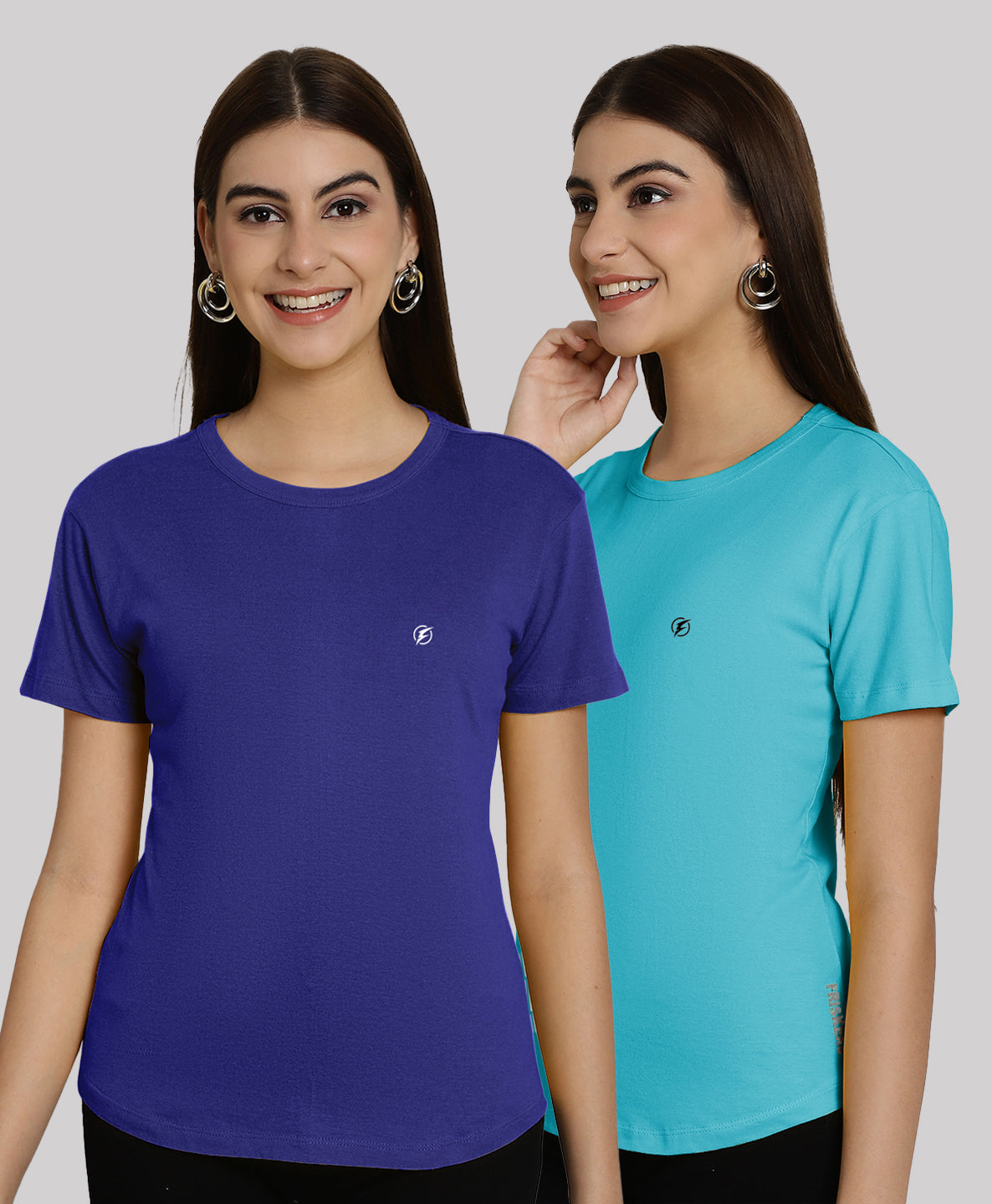 Friskers Pack Of 2 Solid Round Neck Half Sleeves T-Shirt - Friskers