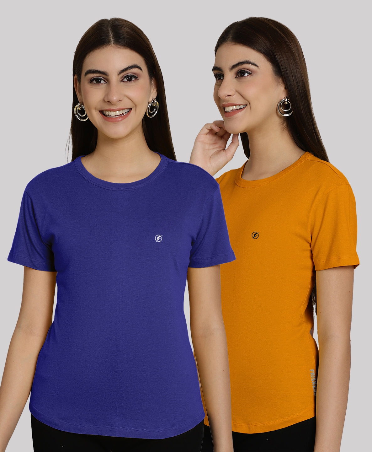 Friskers Pack Of 2 Solid Round Neck Half Sleeves T-Shirt - Friskers