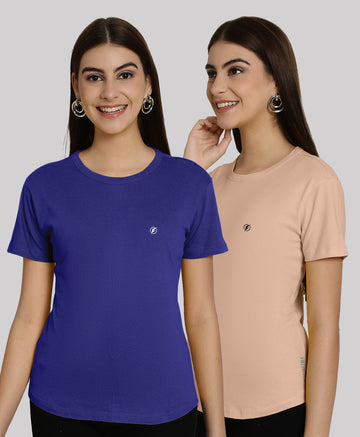 Friskers Pack Of 2 Solid Round Neck Half Sleeves T-Shirt - Friskers