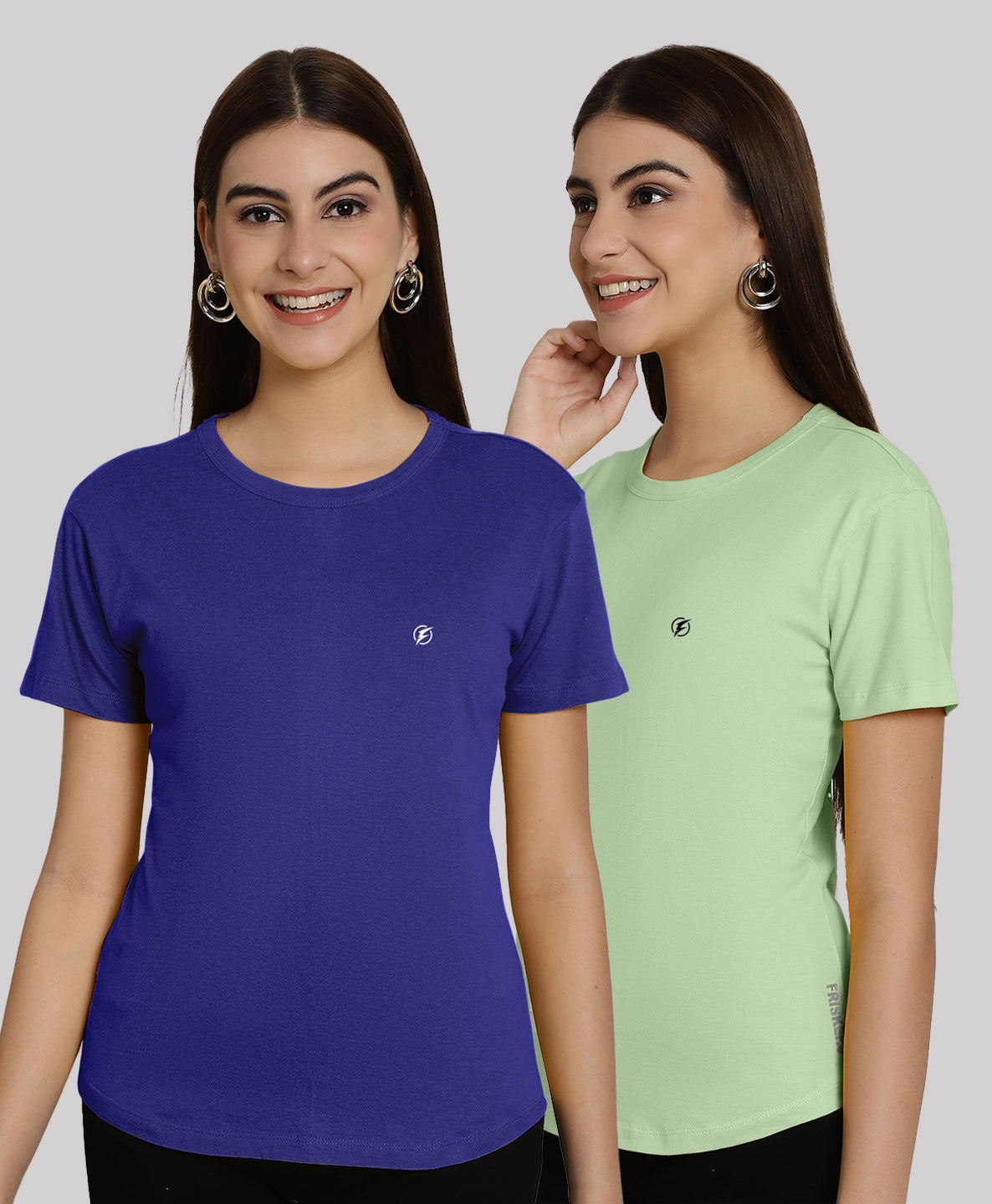 Friskers Pack Of 2 Solid Round Neck Half Sleeves T-Shirt - Friskers