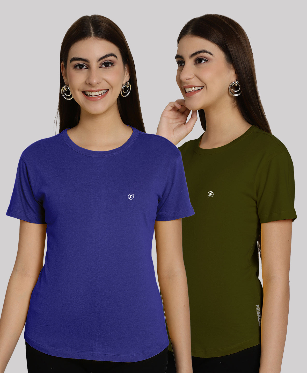 Friskers Pack Of 2 Solid Round Neck Half Sleeves T-Shirt - Friskers