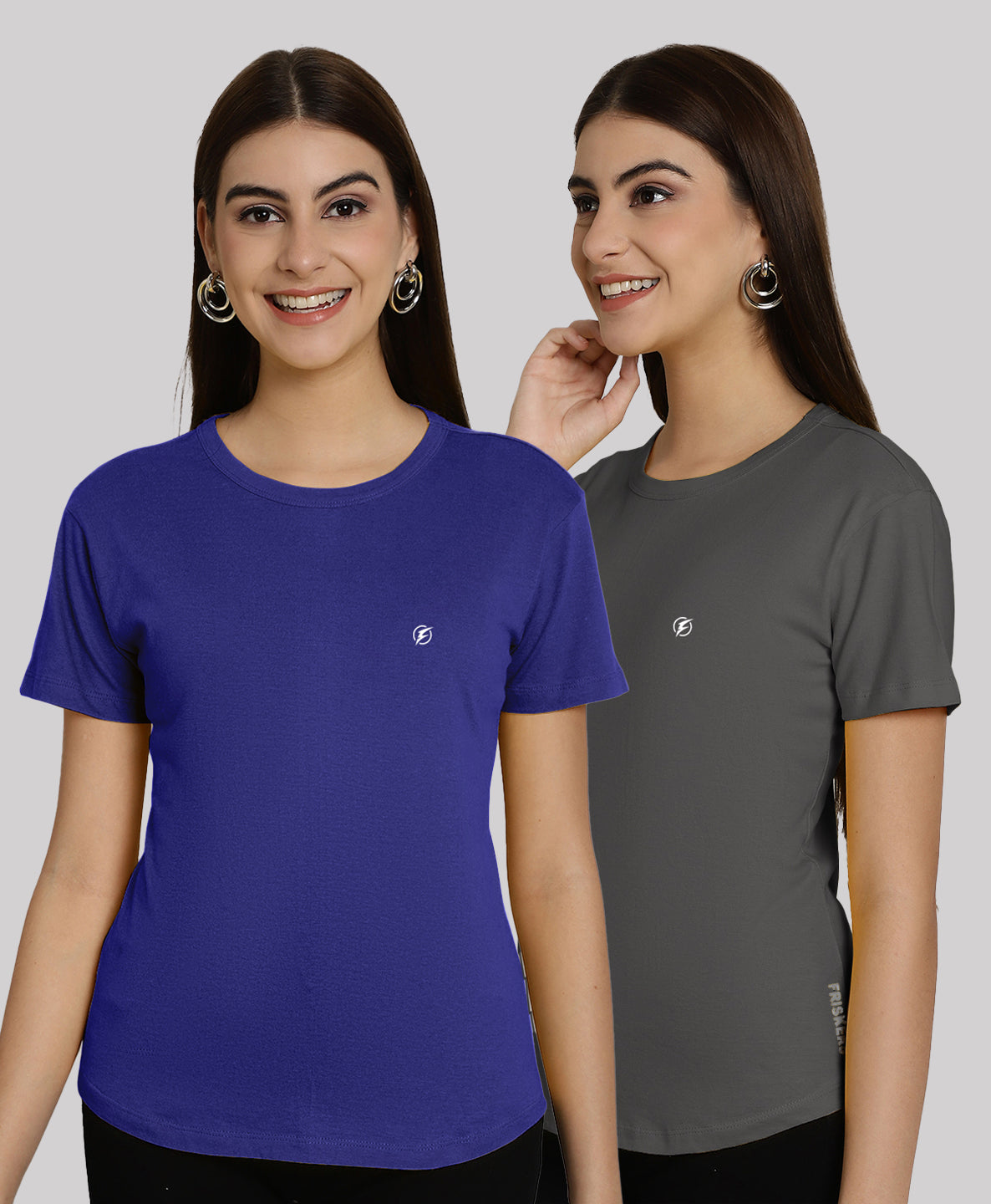 Friskers Pack Of 2 Solid Round Neck Half Sleeves T-Shirt - Friskers