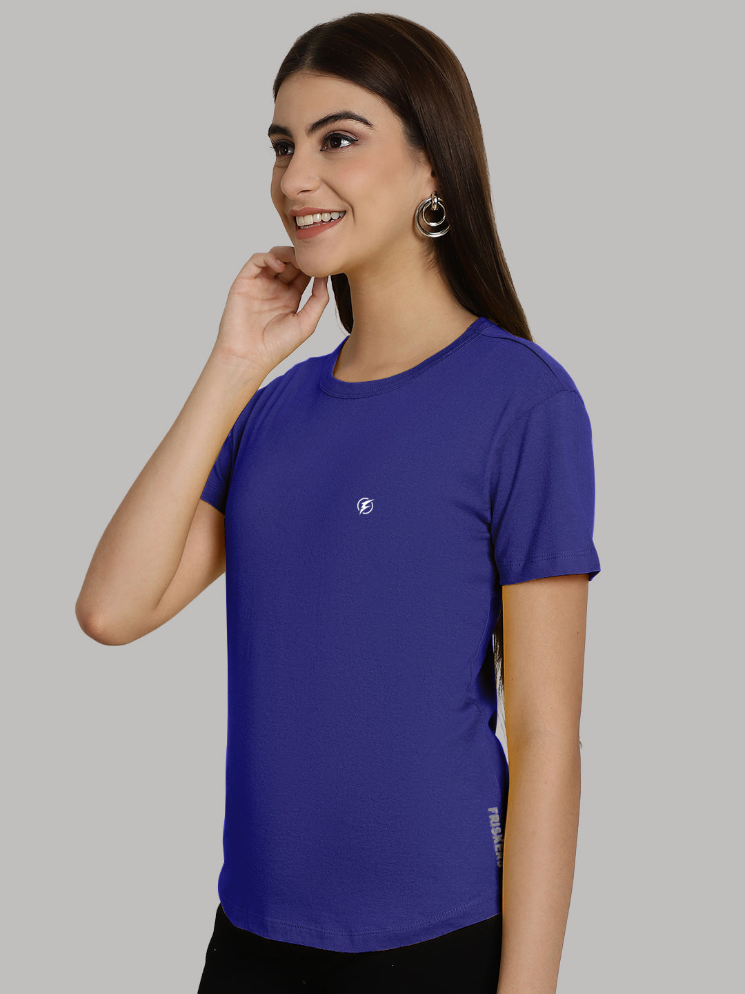 Friskers Solid Women Round Neck Half Sleeves T-Shirt - Friskers