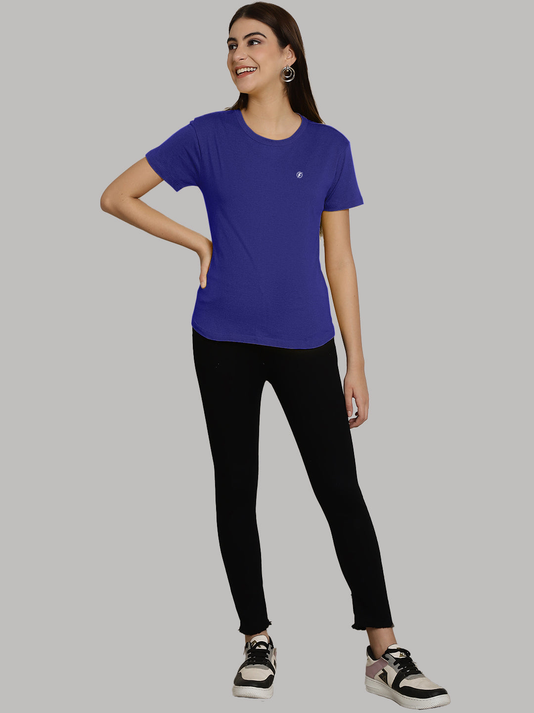 Friskers Solid Women Round Neck Half Sleeves T-Shirt - Friskers