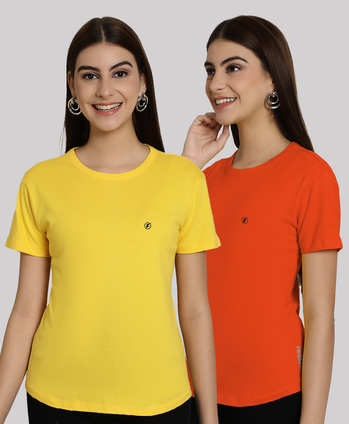 Friskers Pack Of 2 Solid Round Neck Half Sleeves T-Shirt - Friskers