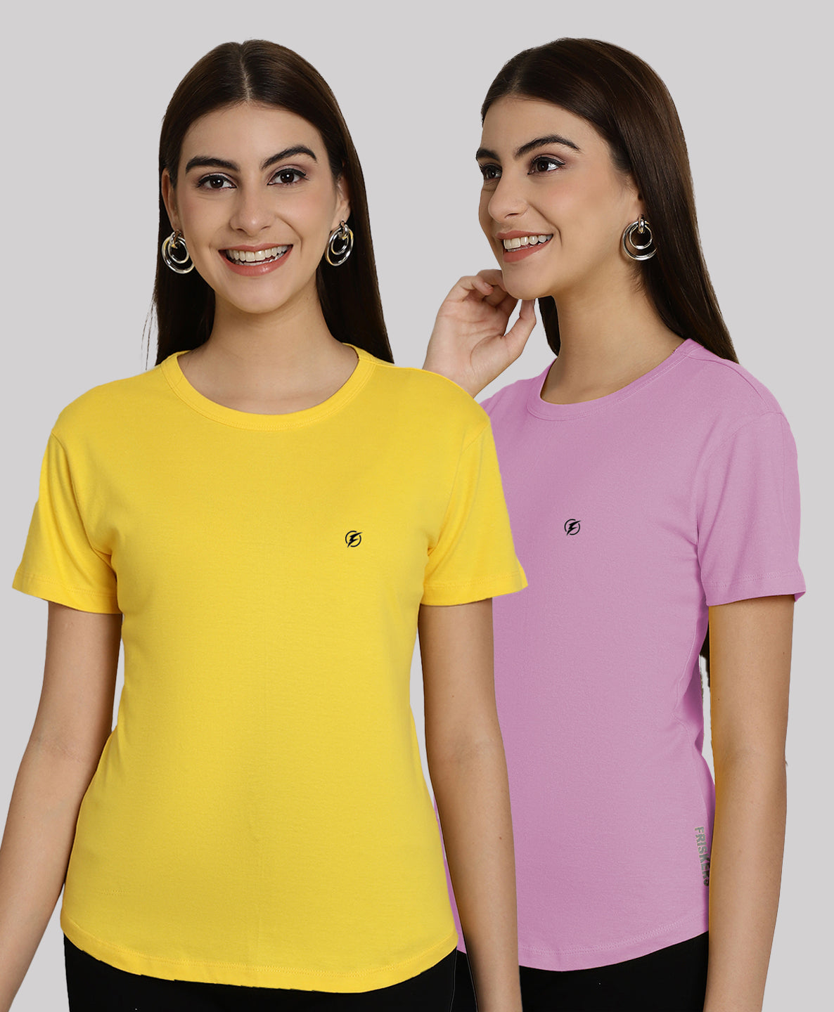 Friskers Pack Of 2 Solid Round Neck Half Sleeves T-Shirt - Friskers